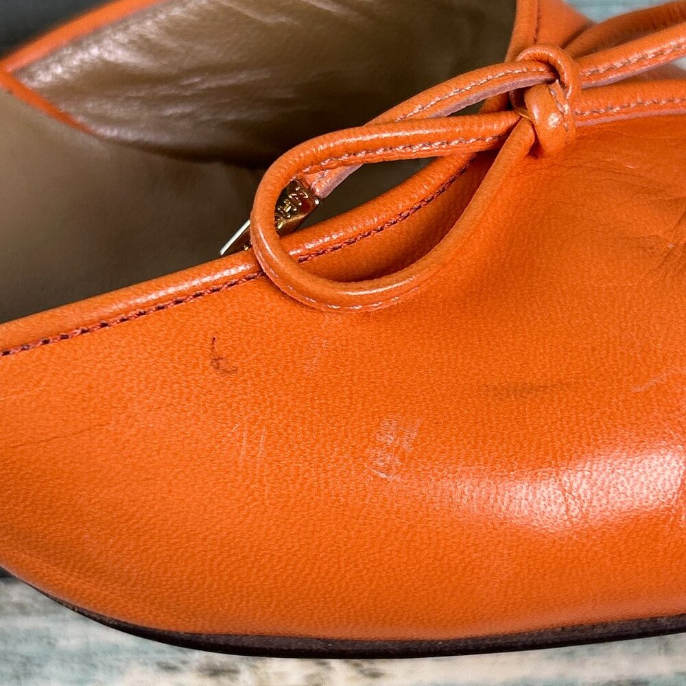 St John Slingback Pumps Womens 6.5B Orange Leather Dress Shoe Work Formal Heels - Picture 9 of 13